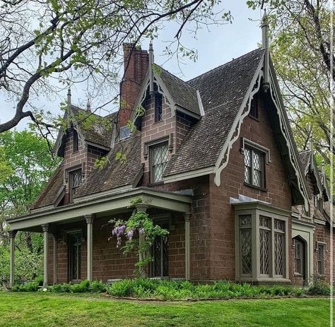 The Hermitage, located in Ho-Ho-Kus, Bergen County, New Jersey, United States, is a fourteen-room Gothic Revival house museum built in 1847–48 from designs by William H. Ranlett for Elijah Rosencrantz, Jr. Members of the Rosencrantz family owned The Hermitage estate from 1807 to 1970. The site was designated a National Historic Landmark for the excellence of its architecture and added to National Register of Historic Places in 1970. In 1971 it was added to the New Jersey Register of Hist. Places Bergen County New Jersey, Gothic Revival House, Historical Homes, Fairytale Cottage, Bergen County, Gothic Revival, Cottage In The Woods, House Museum, Sims House