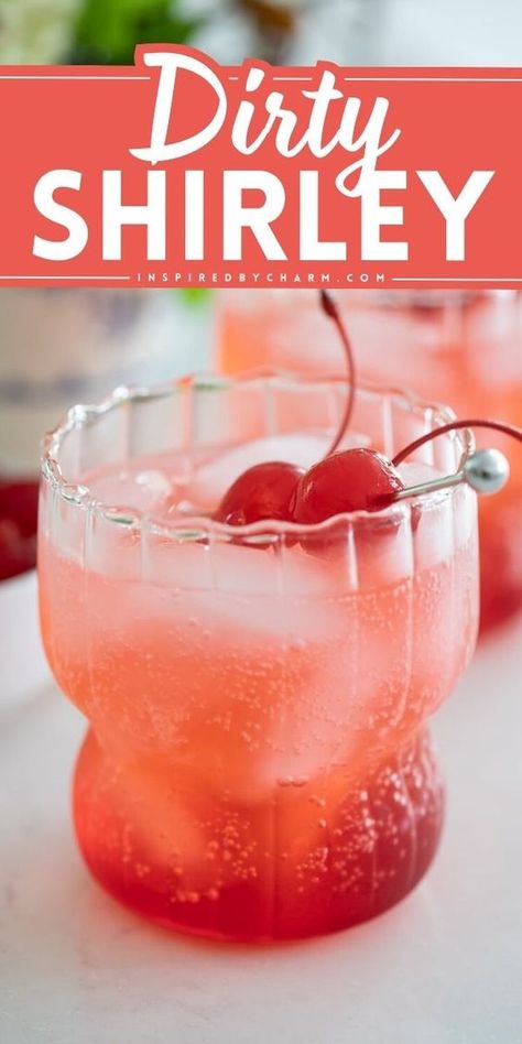 An easy spring drink with vodka! Colorful with a sweet and tangy flavor, this Dirty Shirley cocktail is a perfect crowd-pleaser for any occasion. Save this spring cocktail recipe and enjoy the boozy version of a Shirley Temple! Shirley Temple Drink Alcoholic, Shirley Temple Recipe, Popular Alcoholic Drinks, Shirley Temple Drink, Dirty Shirley, Easy Cocktail Recipe, Easy Mixed Drinks, Valentine Drinks, Spring Drink