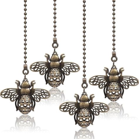 4 Pieces 13 Inch Vintage Bee Ceiling Fan Pulls Chain Decorative Ceiling Fan Chain Extenders Charm Pendant Ceiling Fan Dangler with Connector Ornaments for Ceiling Fan Light (Queen Bee Style) - Amazon.com Decorative Ceiling Fans, Hanging Monkey, Fan Pull Chain, Ceiling Fan Pull Chain, Ceiling Fan Pulls, Fan Pulls, Ceiling Fan Light, Vintage Bee, Decorative Ceiling