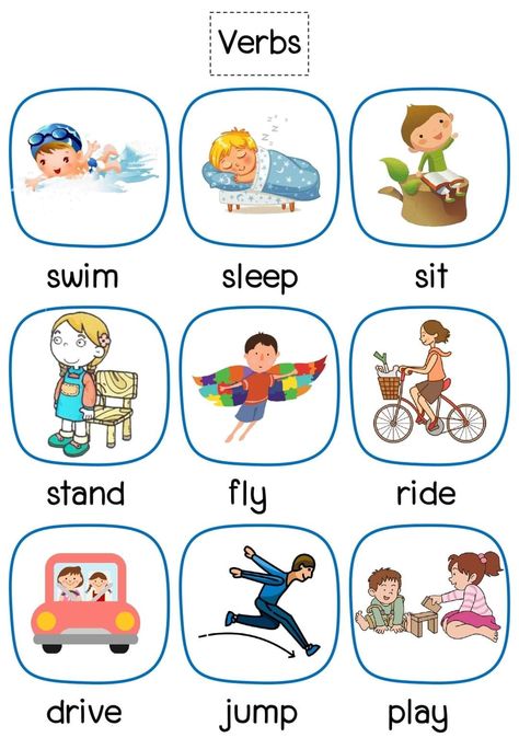 Verbs For Kids, Teach English To Kids, English Grammar For Kids, Kindergarten Reading Activities, Grammar For Kids, English Activities For Kids, English Phonics, Learning English For Kids, Kids English