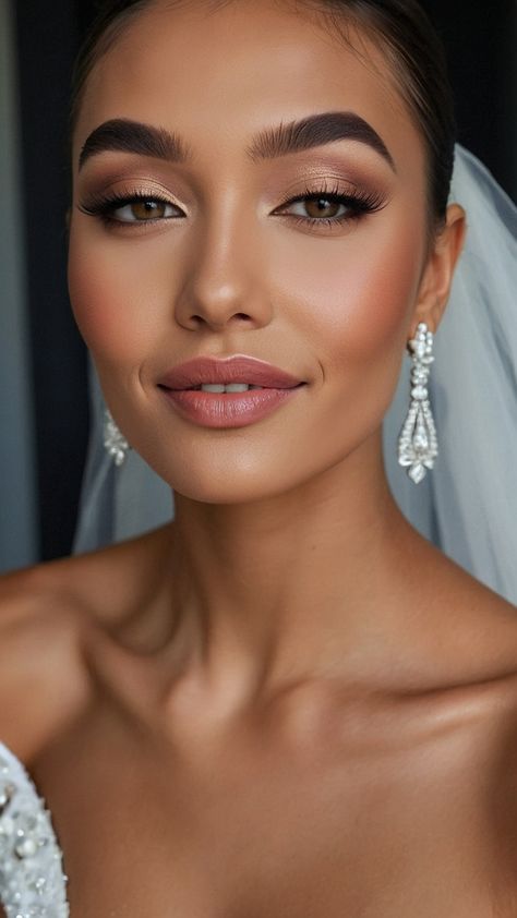 Discover stunning bridal hair and makeup ideas for brunettes blondes and Indian brides in 2024 From classic brunette wedding looks to simple half-up styles find inspiration for your special day Learn about veils pricing and get contract tips in this comprehensive guide Bridal Eye Makeup Brown Eyes, Bridal Makeup For Olive Skin Tone, Bridal Makeup For Light Skin, Winter Bridal Makeup Blue Eyes, Daytime Bridal Makeup, Wedding Makeup Styles Brides, Wedding Makeup For Mixed Women, Bridal Natural Makeup Look, Bridal Makeup Bronze Glow