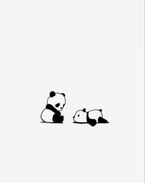 Panda Matching Tattoos, Minimal Panda Tattoo, Matching Panda Tattoos, Matching Tattoos For Siblings, Minimal Tattoo Designs, Minimal Tattoo Ideas, Maching Tattoos, Friends Tattoo, Cute Matching Tattoos