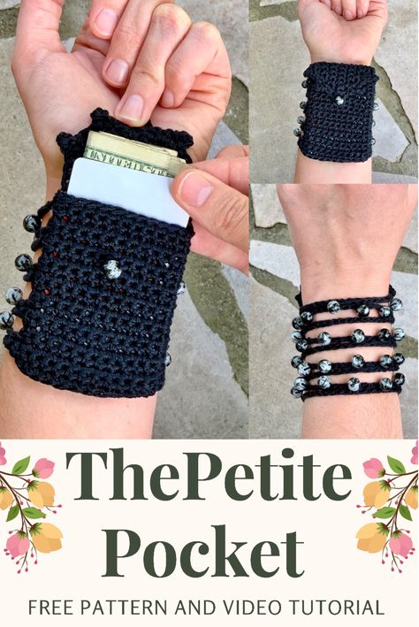 The Petite Pocket Wrist Wallet — Day's Crochet & Knit Crochet Organizer Pattern Free, Crochet Pouch Free Pattern, Crochet Hairband, Crochet Wallet, Potli Bag, Bags Pattern, Crocheted Bags, Mode Crochet, Wrist Wallet