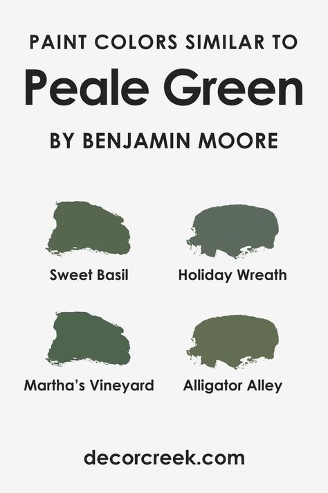 Colors Similar to Peale Green HC-121 by Benjamin Moore Sweet Basil Benjamin Moore, Interior House Paint Colors, Benjamin Moore Green, Ranch Renovation, House Paint Interior, Paint Colors Benjamin Moore, Green Paint Colors, Sweet Basil, Kitchen Cabinet Colors