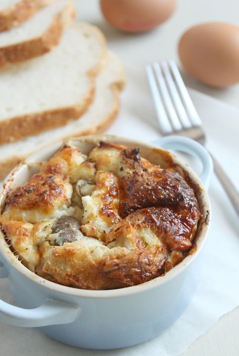 Savory Bread Pudding Recipe, Mushroom Bread Pudding, Mushroom Bread, Savoury Bread, Savory Bread Puddings, Cold Weather Comfort Food, Winter Veggies, Bread Puddings, Savory Bread