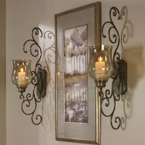 Uttermost Accessories, Rustic Italian Home, Wrought Iron Decor, Iron Wall Sconces, Tuscan Design, Mediterranean Home Decor, Iron Wall Decor, Tuscan Decorating, Candle Wall Sconces