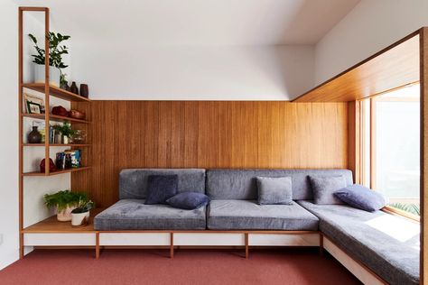 The Secret to This Small Australian Home Is the Built-In Furniture | Architectural Digest Built In Sofa, Galley Style Kitchen, Timber Panelling, Wedding Indian, Melbourne House, Living Room Lounge, Built In Furniture, Australian Homes, The Design Files