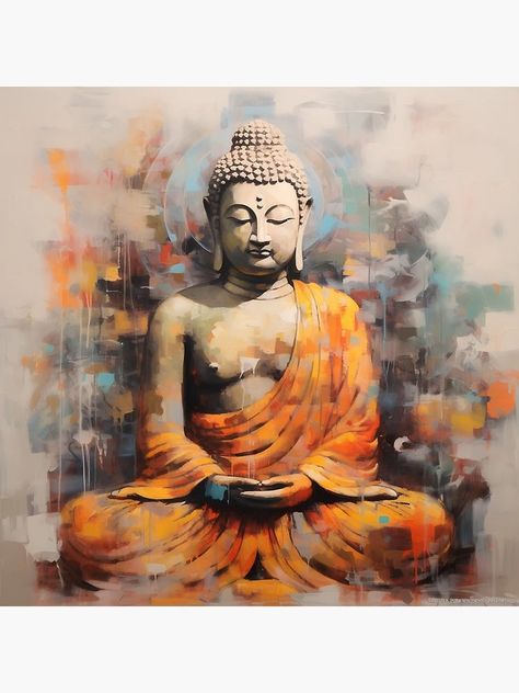 "Serenity of the Buddha: Spiritual Zen Art for Inner Peace and Meditation" Poster for Sale by MartynGrey | Redbubble Modern Buddha, Meditation Art Spirituality, Buddha Background, Buddha Spiritual, Buddha Statue Home, Meditation Poster, Buddha Peace, Canvas Art Painting Acrylic, Mother Painting