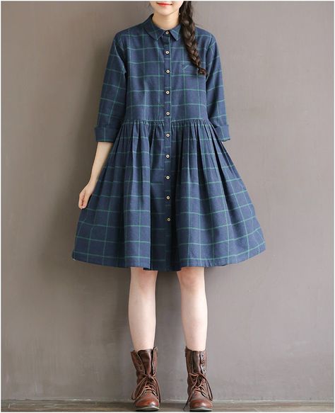 Cozy Dress Outfit, Long Sleeve Plaid Dress, Long Sleeve Maternity Dress, Hijab Abaya, Woman Dresses, Trendy Dress Outfits, Simple Pakistani Dresses, Autumn Casual, Long Sleeve Casual Dress