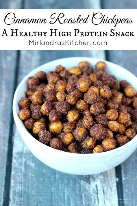 These sweet, crunchy chickpeas deliver in the snack department! Only four ingredients needed for this healthy, high protein, gluten free and vegan treat! High Protein Snacks, High Protein Gluten Free, Chickpea Recipes Roasted, Healthy High Protein Snacks, Crunchy Chickpeas, Low Carb Snack, Snacks To Make, Chickpea Recipes, Roasted Chickpeas