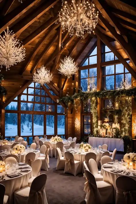 Winter Wedding Aesthetic / Blog | Wedding Outline December Wedding Theme Ideas, Park City Wedding Winter, Winter Dark Wedding, Dreamy Winter Wedding, Rustic Winter Wedding Dress, Christmas Mountain Wedding, Simple December Wedding, Winter Wedding Venues Outdoor, Greenhouse Winter Wedding