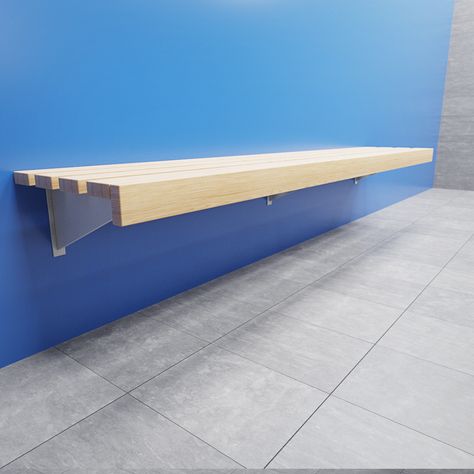 Cantilever Bench | Changing & Locker Room Seating | Simply Lockers Cantilever Bench, Locker Room Bench, Wooden Bench Seat, Diy Shelf Brackets, Bbq Table, Bench Seats, Folding Walls, Angle Bracket, Table Bench