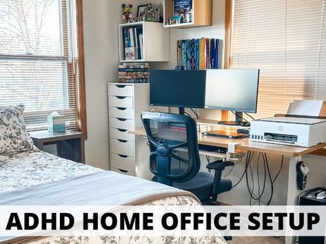 ADHD Home Office Setup: 9 Must-Have Items I Can't Live Without Cool Office Supplies, Desk Organization Office, Office Layout, Sit Stand Desk, Cool Office, Home Office Setup, Office Setup, Ergonomic Chair, Playroom Decor