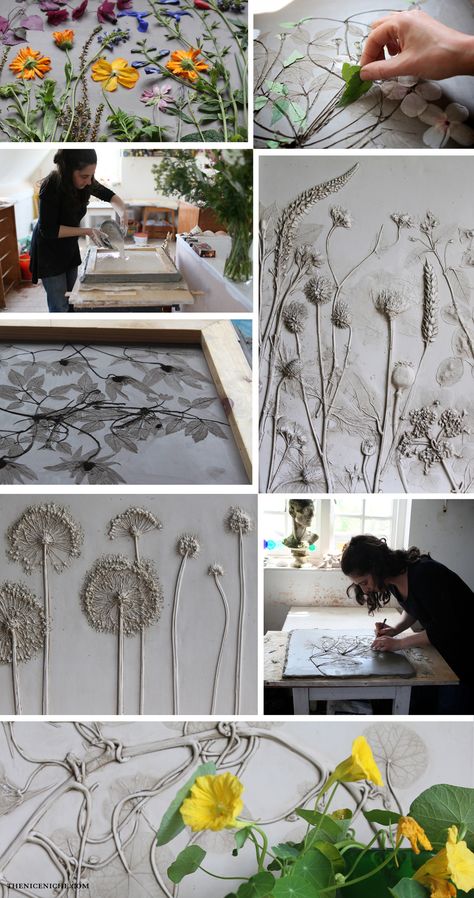 this is soo cool.  making imprints in clay and plaster casts Rachel Dein, Tactile Studio — The Nice Niche Diy Keramik, Tanah Liat, Concrete Crafts, Concrete Projects, Concrete Art, Plaster Art, Clay Projects, Art Techniques, Clay Art