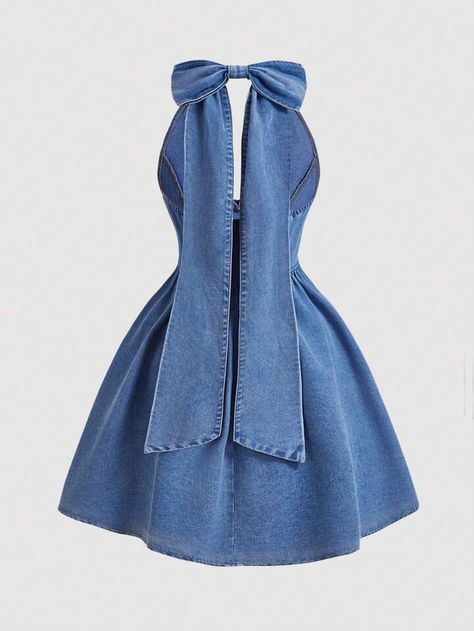 Denim Design Ideas, Dress Denim, Cute Fitted Denim Dresses, Elegant Fitted Mini Denim Dress, Shein Dress Classy, Luxury Chic Knee-length Denim Dress, Cheap Mini-length Denim Dress, Blue A-line Denim Mini Dress, Classy Short Dresses