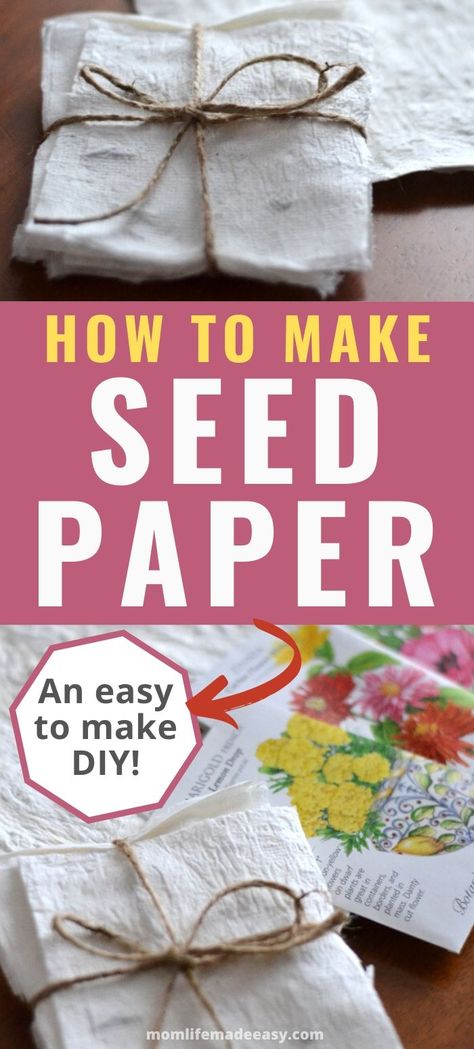 Learn how to make your own DIY seed paper using organic toilet paper and heirloom seeds, perfect for planting. This easy craft makes a great gift and is fun for kids too! Seed Paper Diy, Seed Craft, Flower Seed Paper, Wildflower Seed Paper, Plantable Seed Paper, Seed Packaging, Fun Crafts To Do, Market Stall, Seed Paper