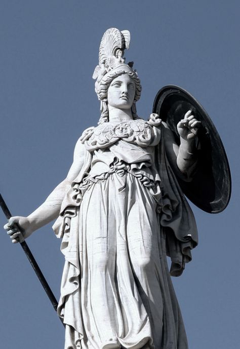 Goddess Athena (by Mauro Hilario) Athena Statue, Athena Aesthetic, Greek Goddess Statue, Athena Greek Goddess, Greek Mythology Statue, Goddess Aesthetic, Statue Tattoo, Greek Mythology Tattoos, Greek Statues