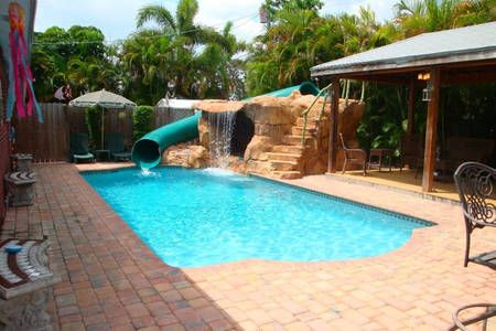 Have A Great Vacation, Backyard Area, Pool Home, Tropical Pool, Dream Backyard, Backyard Projects, Washer Dryer, Water Slides, Backyard Oasis