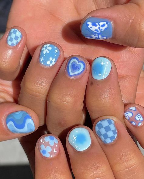 Cute Nail Designs For Very Short Nails, Short Nail Designs Pastel Colors, Cute Painted Nails Short, Super Short Cute Nails, Cute Extra Short Nails, Nail Inspired For Short Nails, Extremely Short Nail Designs, Cute Girl Nails For Kids, Nail Designs For Little Kids