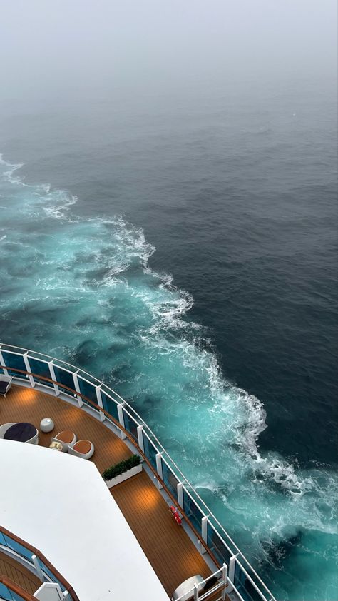 Misty ocean 
Cloudy rainy day on a ship 
Cruise ship 
Norway Cruise Ships Aesthetic, Family Cruise Aesthetic, Cruise Ship Worker Aesthetic, Cruise Honeymoon Aesthetic, Cruse Ship Aesthetic, Travel Aesthetic Cruise, Cruise Pictures Aesthetic, Cruise Vision Board, Working On A Cruise Ship Aesthetic