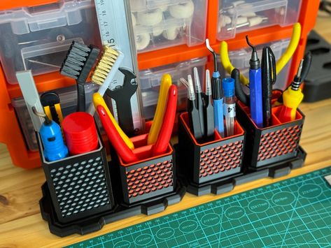 Hex Modular Object Organizer by AlexT_3D - Thingiverse 3d Printed Tool Box Organizer, Tool Box Organizer, Diy Workbench, Tool Box Organization, Box Organizer, Workbench, Tool Box, 3d Printer, 3d Print