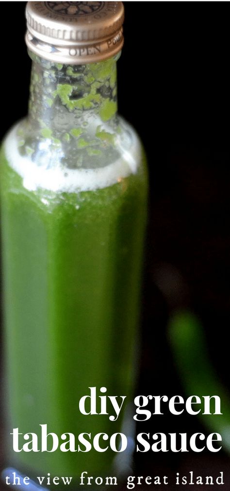 Green Tabasco & a Green Martini ~ make your own spicy green Tabasco style hot sauce and use it to make a fabulous cocktail. #hotsauce #diy #hotsauce #homemade #hotpeppers #jalapeno #serrano #peppers #easy #recipe #cocktail #martini #spicy #sauce  via @https://www.pinterest.com/slmoran21/ Tabasco Sauce Recipe, Green Hot Sauce, Green Martini, Hot Pepper Recipes, Tabasco Pepper, The View From Great Island, Jalapeno Popper Dip, Homemade Hot Sauce, Hot Sauce Recipes