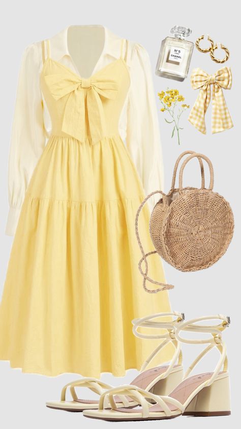 #yellowaesthetic #dress #easteroutfit #spring #church #outfit #vintage #modestfashion #modesty #outfitideas #beauty #picnic #summer #cottagecore #feminine Beauty, Summer Church Outfit, Belle Aesthetic, Picnic Summer, Church Outfit, Outfit Vintage, Fashion Mistakes