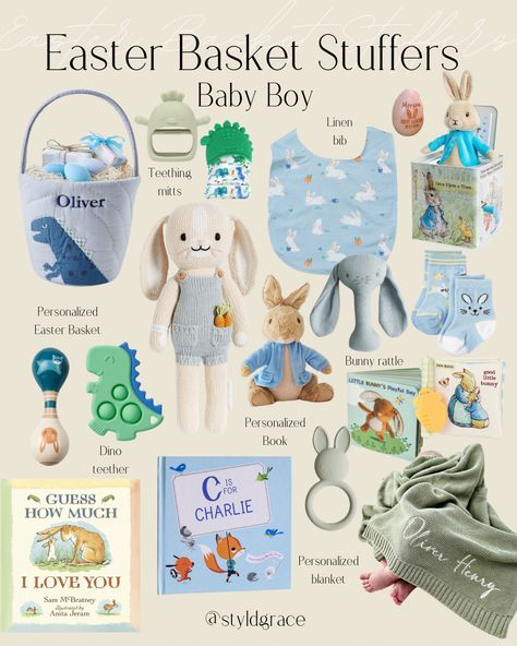 Easter basket stuffers for baby boys Baby Easter basket, baby gift ideas, baby Easter gift ideas, baby’s first Easter, Etsy Easter gifts, target Easter basket, kids Easter basket, Easter basket ideas, Easter basket stuffers, baby personalized gift, baby personalized Easter gift