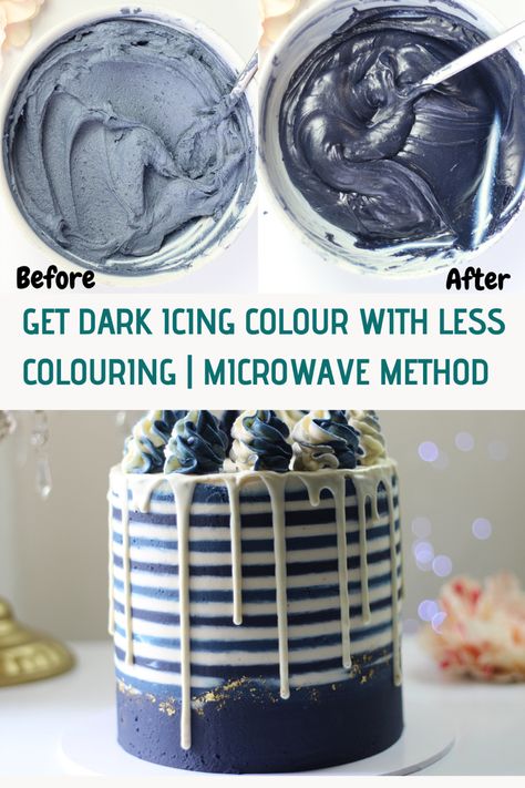 #blackbuttercream #darkcolouredicing #navybluecake #darkicing #darkblueicing #deepblue #blackcake #coloring #foodcoloring #buttercreamcolouring #superdarkfrosting #superbluefrosting #diy How To Make Dark Blue Frosting, Dark Blue Frosting, Best Food Coloring, Icing Aesthetic, Frosting Color Guide, Icing Color Chart, Food Coloring Chart, Types Of Frosting, Decorating Food