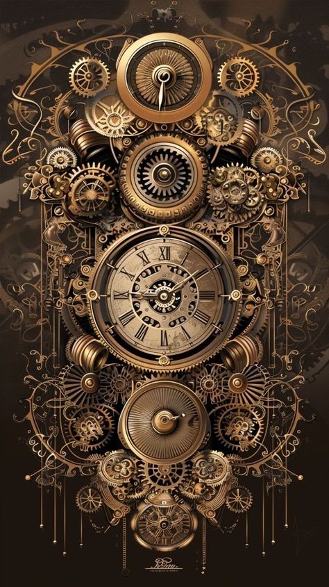 Art Deco Steampunk, Steampunk Graphic Design, Portraits Background, Steampunk Clocks, Time Travel Art, Steampunk Background, Steampunk Wallpaper, Steampunk Machines, Clock Project