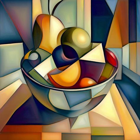 Modern Cubist Art, Cubism Inspired Art, Cubism Art Still Life, Cubism Naturmort, Cubism Aesthetic Art, Cubism In Architecture, Cactus Paintings, Apple Art, Cubism Art