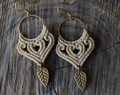 Browse unique items from IndigoMacrame on Etsy, a global marketplace of handmade, vintage and creative goods. Macrame Hoop, Boho Jewelry Diy, Vintage Jewelry Diy, Macrame Colar, Macrame Bracelet Diy, Macrame Tutorials, Festival Earrings, Boho Chic Earrings, Macrame Boho