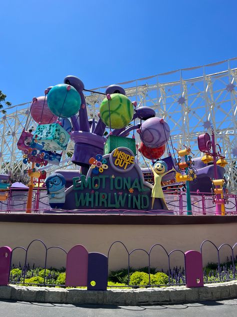 disney | disneyland | california adventure | inside out | pixar | emotional whirlwind | amusement park | ride | emotions | joy | sadness | pixar pier | animated movie Disneyland California Rides, Inside Out Pixar, Trip Manifestation, Bestie Trip, America Holiday, La Travel, Pixar Pier, Disneyland Rides, 13 Birthday