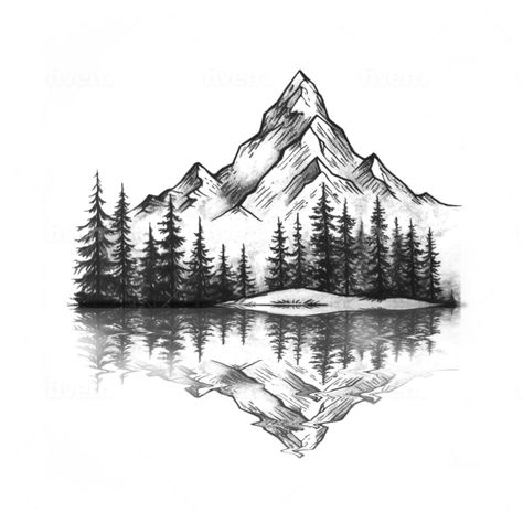 Unique and personalized custom tattoo designs crafted just for you. Expertly created with precision and creativity. Trees And Mountains Tattoo Forearm, Mountain And Trees Tattoo Design, Mountain Tattoo Stencil, Trees And Mountains Tattoo, Glacier Tattoo, Nature Tattoo Stencil, Tree And Mountain Tattoo, Mountains Tattoo Design, Landscape Tattoo Design