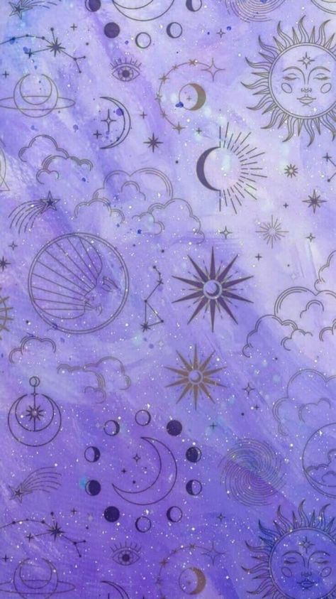 Summer Witchy Wallpaper, Tarot Wallpaper Backgrounds, Blue Gold Aesthetic, Witches Birthday, Whimsigoth Witch, Mystic Wallpaper, Witch Birthday, Purple Witch, Purple Moon