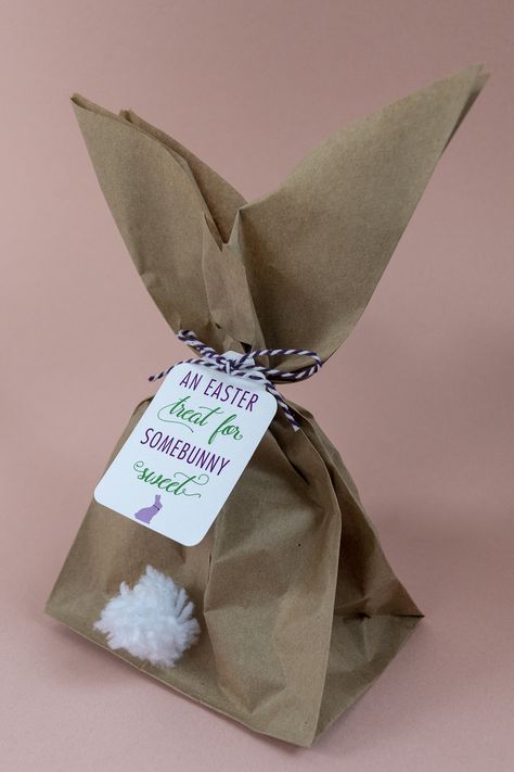 How to Make a Bunny from a Brown Paper Bag and free printable "An Easter Treat for Somebunny Sweet" gift tags. The perfect gift wrapping for Easter candy. Bunny Cakesicles, Basket Gift Wrapping, Free Printable Favor Tags, Cakesicles Ideas, Gift Wrap Printable, Large Gift Tags, Perfect Gift Wrapping, Purple Easter, Faking It