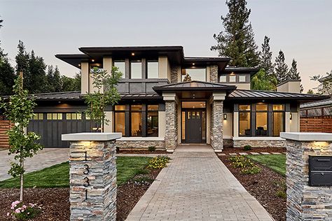 Modern Craftsman House, Modern Prairie Home, Prairie Style Architecture, Modern Mountain House, Prairie House, Prairie Home, Prairie Style Houses, Contemporary House Exterior, American Houses