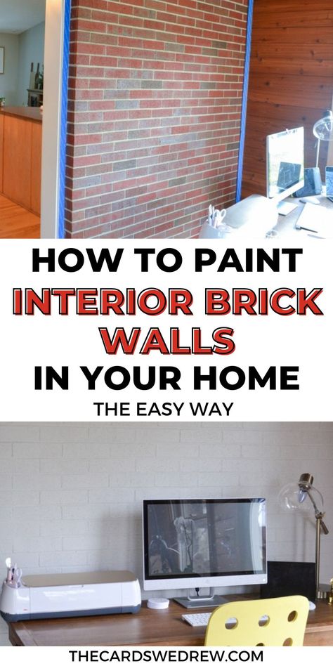 Painted Indoor Brick Wall, Painting Inside Brick Walls, Indoor Painted Brick Wall Ideas, Painting Brick Interior Wall Kitchen, How To Paint Brick Wall, Painting Brick Wall, Painted Brick Walls Interior, Painting Indoor Brick Wall, Painted Brick In Kitchen