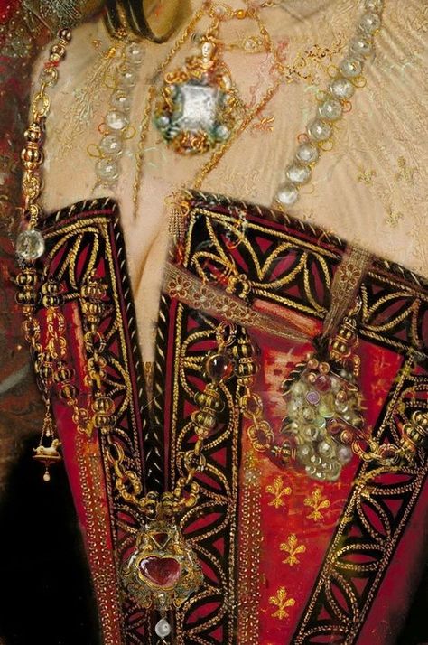 Belleza en los detalles. Queen Of France, Elizabethan Era, Medieval Jewelry, Clothing Details, Historical Costume, Detail Art, Classical Art, Historical Dresses, Historical Clothing