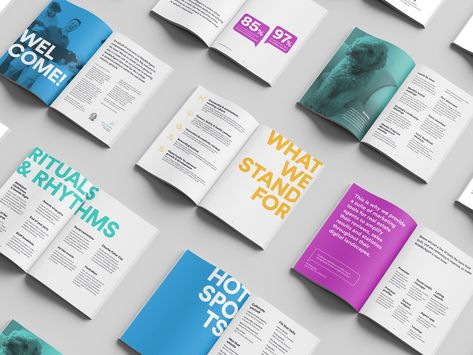 Employee handbook on Behance Handbook Design, Booklet Design Layout, Guidebook Design, Booklet Layout, Indesign Layout, Brochure Design Layout, Workbook Design, Employee Handbook, Page Layout Design