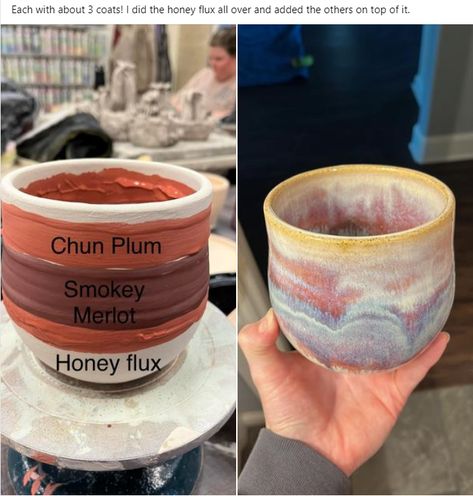 Cool Glaze Combinations, Amico Glaze Combinations, Pot Glazing Ideas, Glaze Mixes Ceramics, Amaco High Fire Glaze Combinations, June Bug Glaze Combinations, Glaze Layering Ceramics, Layering Glazes Pottery, Glaze Inspo Pottery