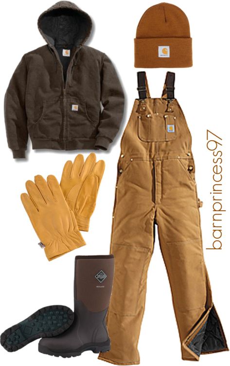 "Winter Chores on the Farm" by barnprincess97 ❤ liked on Polyvore Farming Aesthetic Outfit, Gardening Outfits For Women, Hunter Huntsman, Construction Outfit, Farmer Outfit, Farm Fashion, Working Outside, Carhartt Overalls, Farm Clothes