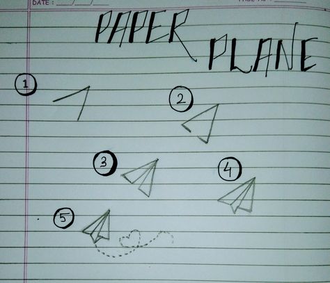 Paper Plane Doodle Step By Step, How To Draw A Paper Airplane, Paper Plane Drawing, Paper Plane Tutorial, Paper Airplane Drawing, Airplane Doodle, Sketches Aesthetic, Plane Drawing, Paper Aeroplane