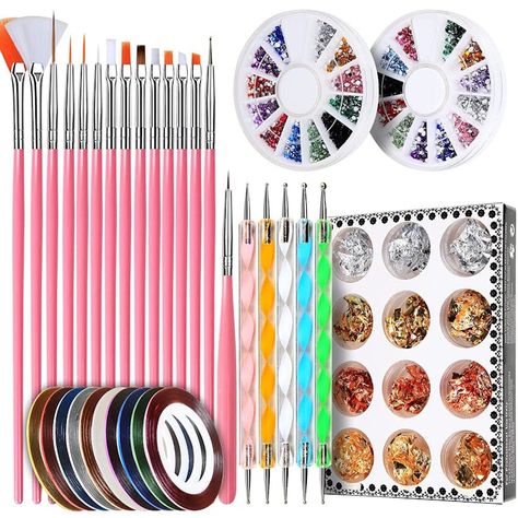 Nail Art Kit Tools, Dotting Painting, Nail Striping Tape, Weird Things On Amazon, Nail Dotting Tool, Nail Art Tool Kit, Nail Gems, Nail Pen, Gel Nail Kit