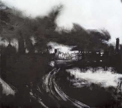 .: John Virtue - Contemporary Landscape Painter. John Virtue, British Landscape, Kunst Tattoos, Black And White Painting, Rural Landscape, Sense Of Place, A Level Art, Contemporary Landscape, The Exhibition