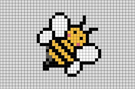 Bee Pixel Art from BrikBook.com #Bee #Animal #Insect #pixel #pixelart #8bit Shop more designs at http://www.brikbook.com Bee Plastic Canvas Patterns, Bee Pixel Art, Grille Pixel Art, Pixel Art Animals, Bee Things, Pixel Art Minecraft, Image Pixel Art, Modele Pixel Art, Beads Patterns