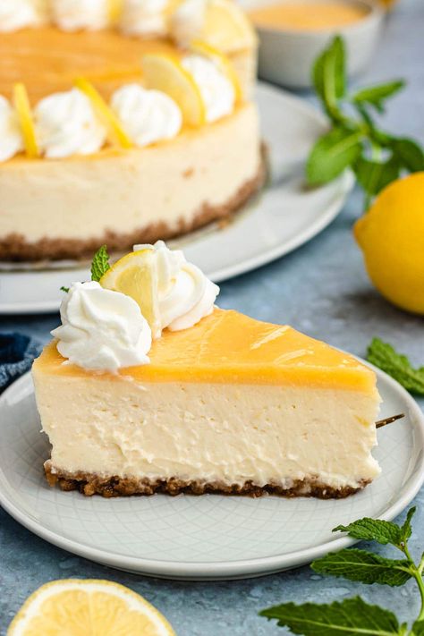 Lemon Mascarpone Cheesecake, Cheesecake Lemon Curd, Lemon Cheesecake No Bake, Low Fat Cheesecake, Chesse Cake, Lemon Cheesecake Recipe, Cheesecake Lemon, Lemon Curd Cheesecake, Light Cheesecake