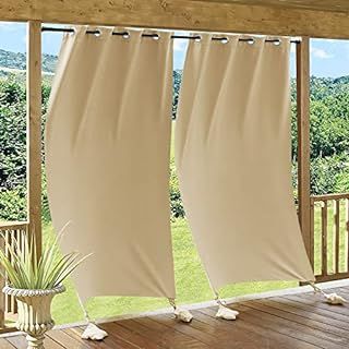 Amazon.com: RYB HOME Extra Wide Outdoor Curtains for Patio Waterproof Windproof Blackout Curtains for Porch Pergola Arbor Lanai Pool House Outside Deck, 100 inch Width x 84 inch Length, 1 Pc, Biscotti Beige : Home & Kitchen Gazebo Pavilion, Window Porch, Porch Pergola, Porch Gazebo, Outdoor Drapes, Insulated Drapes, Outdoor Curtains For Patio, Porch Curtains, Pergola Curtains