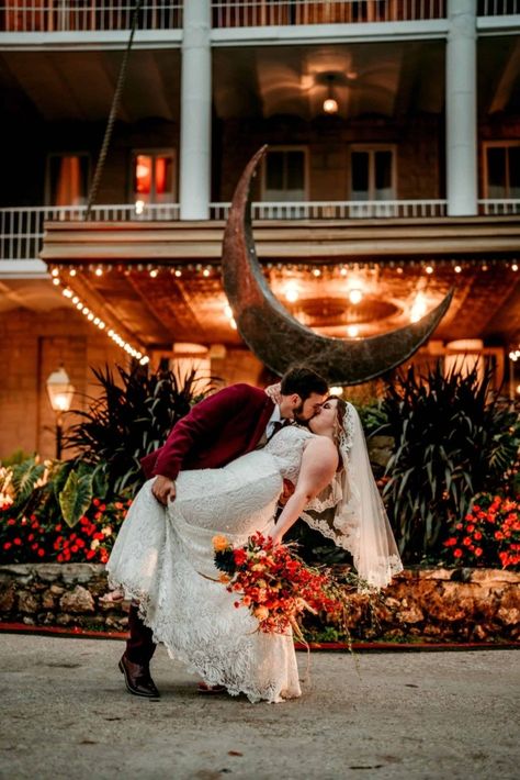 Crescent Hotel Wedding: Grant & Madyson | 1886 Crescent Hotel & Spa Luxury Crescent Jewelry For Weddings, Half Crescent Moon Wedding Arch, Cresent Hotel, Crescent Hotel Wedding, Ashdown Park Hotel Weddings, 1886 Crescent Hotel, Crescent Hotel Eureka Springs, Crescent Hotel, Arkansas Wedding