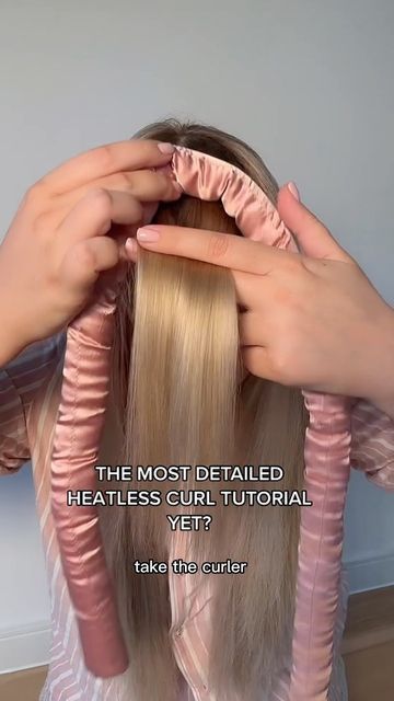 ETERNAL MUSE on Instagram: "Never use your heatless curler on wet hair. For longer lasting results we recommend using a hair mist to slightly dampen fully dry hair. It is best to use the mist per section as you wrap - this way it gives each section enough time to set as it starts to dry. The heatless overnight curler can also we used on dry hair if you hair holds a curl really well naturally ♥️" How To Put Your Hair In Heatless Curls, Hair Curlers Heatless, Using Hair Curlers, Hair Curling No Heat, How To Heartless Curls Overnight, How To Set Your Hair, Cold Curls Hair, Simple Overnight Curls, How To Use A Heartless Curler